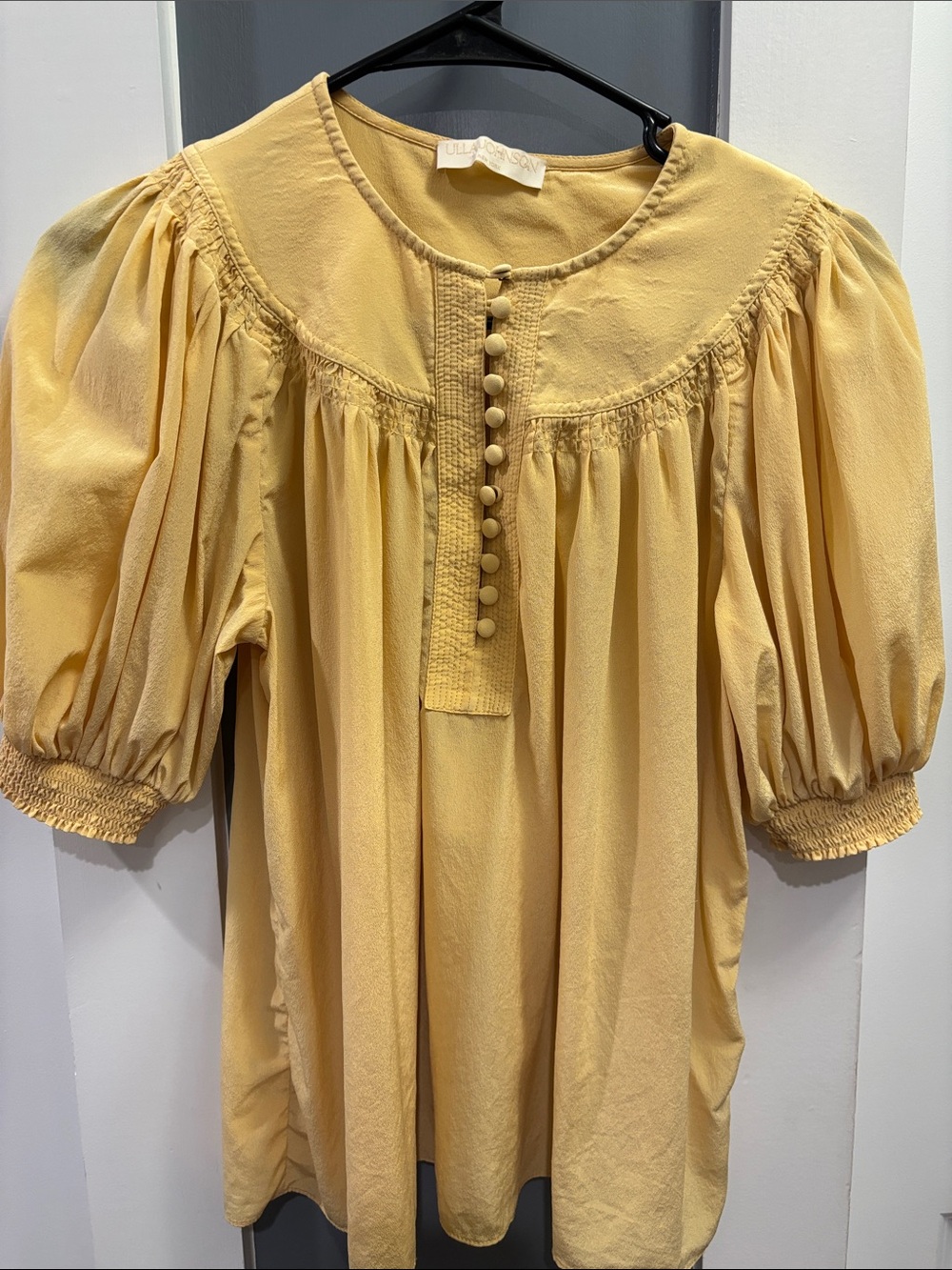Ulla Johnson Buttercup Yellow Puff-Sleeve Peasant Blouse